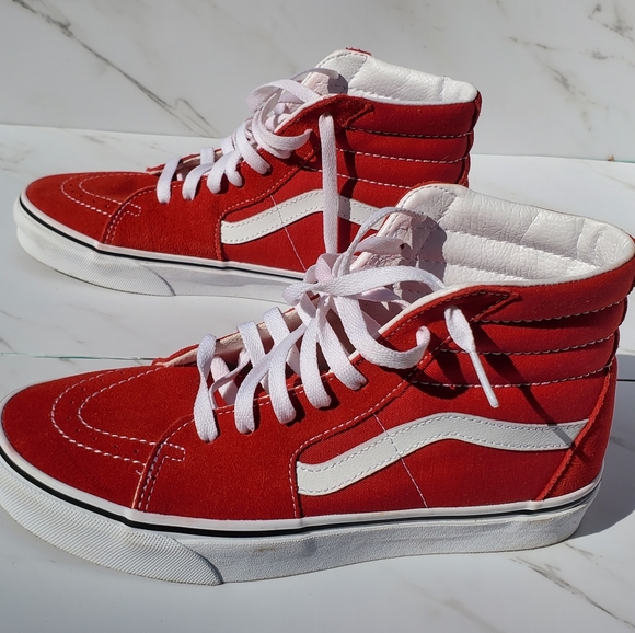 Red Sk8-Hi Vans Hi-Top Shoes - Picture 2 of 4